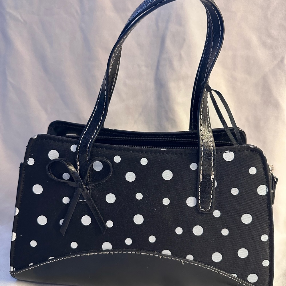 Polka Dot Black and White Handbag